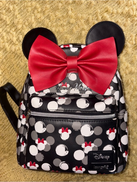 Disney Handbags - Disney Minnie Mouse Black Backpack with Red Bow Accent
